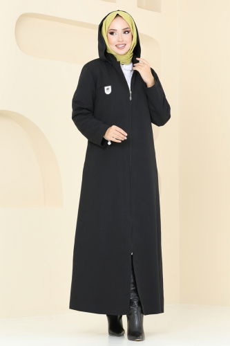 moda selvim Abaya 9003MSA980 Black - Thumbnail