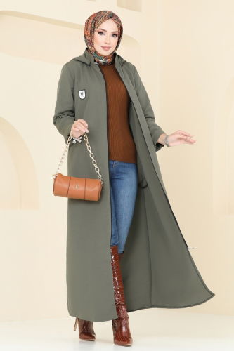 moda selvim Abaya 9003MSA980 Khaki - Thumbnail