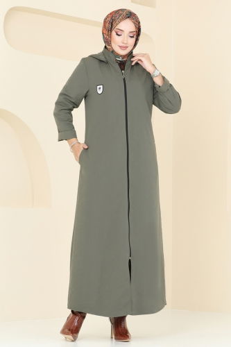 moda selvim Abaya 9003MSA980 Khaki - Thumbnail