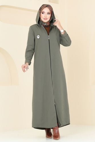 moda selvim Abaya 9003MSA980 Khaki - Thumbnail