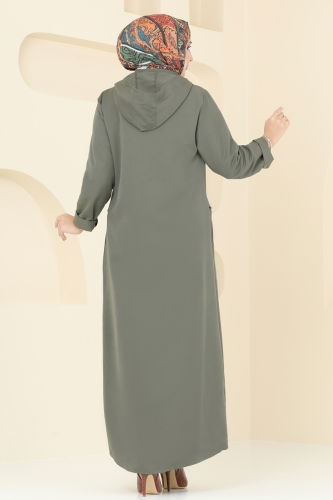 moda selvim Abaya 9003MSA980 Khaki - Thumbnail