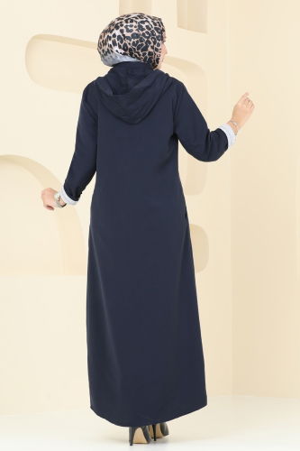 moda selvim Abaya 9003MSA980 Navy Blue - Thumbnail