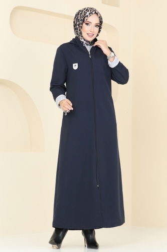 moda selvim Abaya 9003MSA980 Navy Blue - Thumbnail