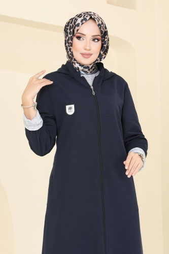 moda selvim Abaya 9003MSA980 Navy Blue - Thumbnail