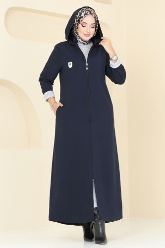 moda selvim Abaya 9003MSA980 Navy Blue - Thumbnail