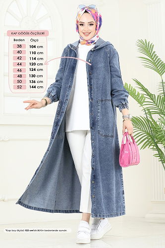 moda selvim عباءة جينز فاتح 9005YLD1073 - Thumbnail