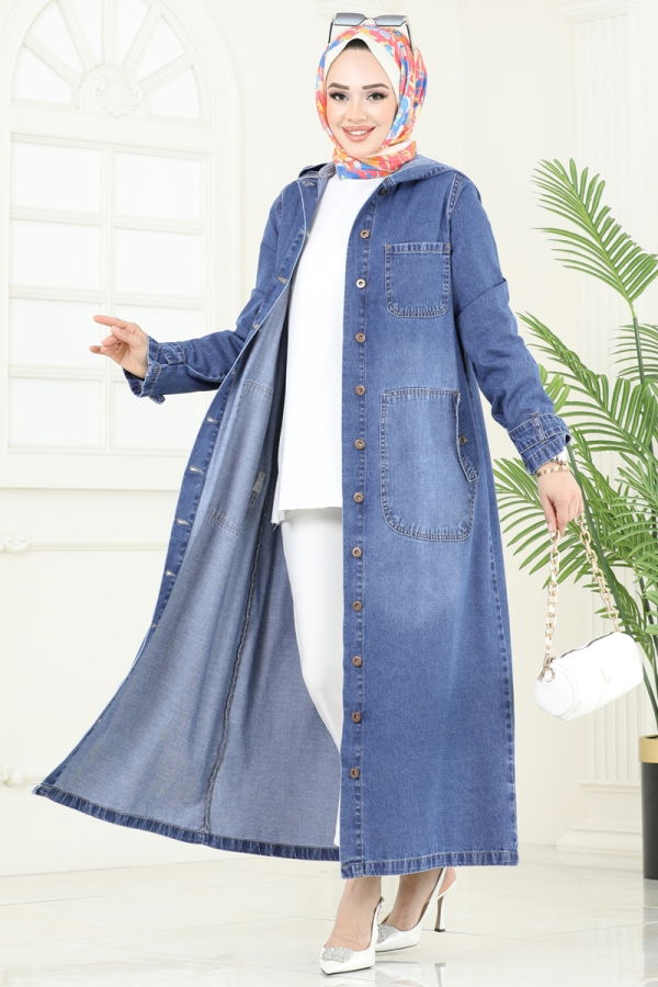 Modaselvim NET 20%+20% DISCOUNT IN THE CARD Abaya 9006YLD1073 Washed Jeans