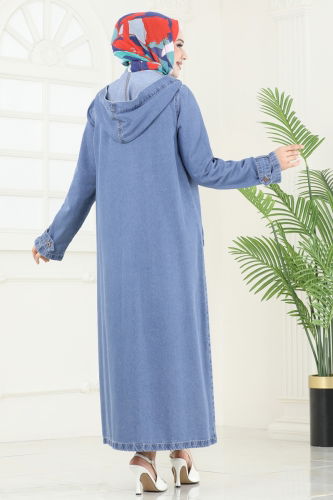 moda selvim Abaya 9006YLD1073 Washed Light Jeans - Thumbnail