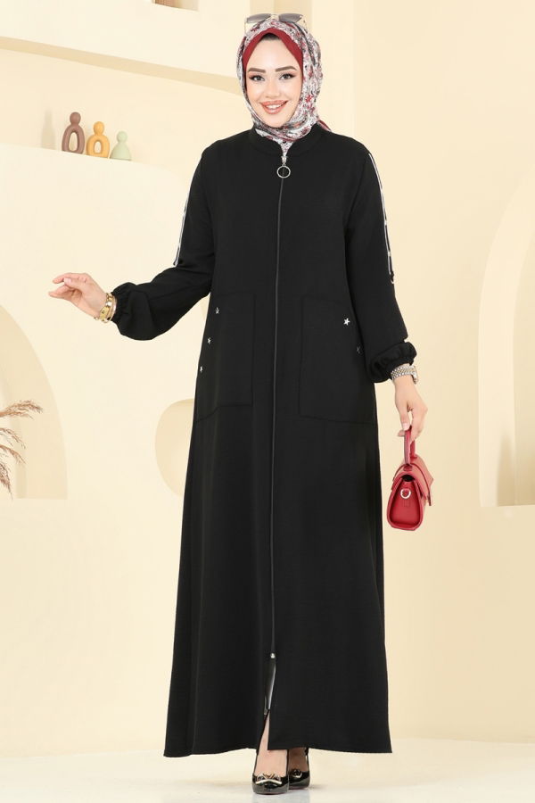 Modaselvim خصم صافٍ20%+20% في سلة التسوق عباءة أسود 9158PLK541