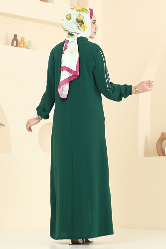 moda selvim Abaya 9158PLK541 Emerald - Thumbnail