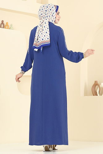 moda selvim Abaya 9158PLK541 Indigo - Thumbnail