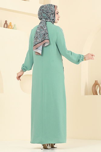 moda selvim Abaya 9158PLK541 Mint - Thumbnail