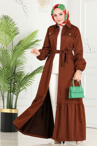 moda selvim Abaya 9349MZ203 Copper - Thumbnail