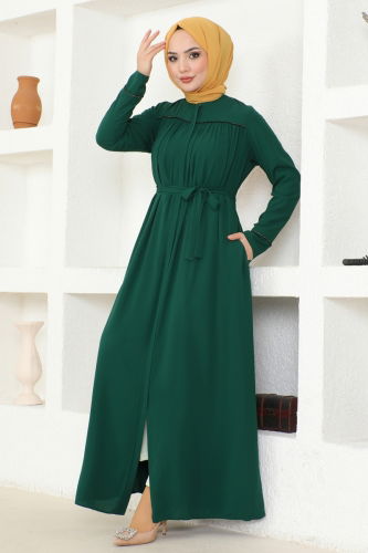 moda selvim Abaya 948ST241 Emerald - Thumbnail