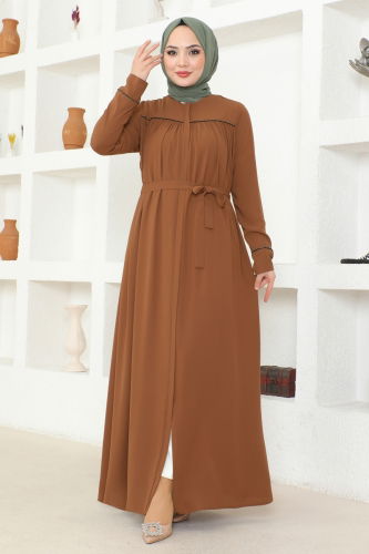 moda selvim Abaya 948ST241 Tan - Thumbnail