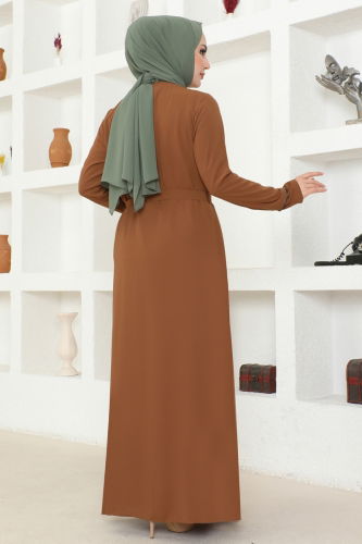 moda selvim Abaya 948ST241 Tan - Thumbnail