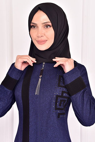 moda selvim ABAYA ASM2319-M Indigo - Thumbnail