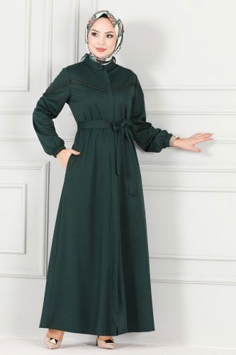 moda selvim Abaya ASM2643 Emerald - Thumbnail