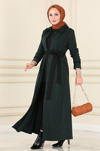 moda selvim Abaya ASM2647 Emerald - Thumbnail