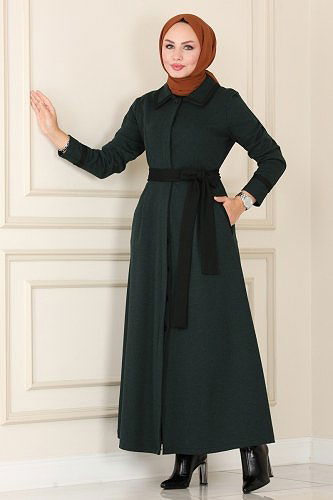 moda selvim Abaya ASM2647 Emerald - Thumbnail