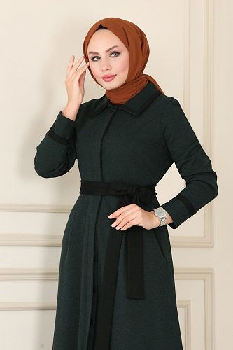 moda selvim Abaya ASM2647 Emerald - Thumbnail