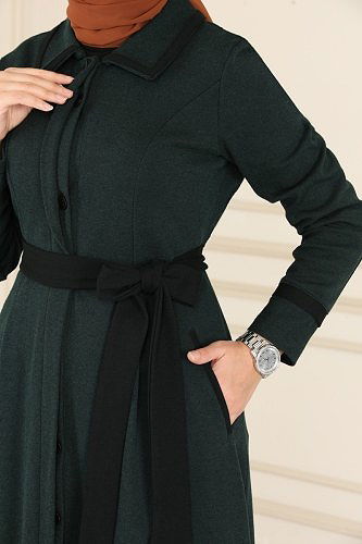 moda selvim Abaya ASM2647 Emerald - Thumbnail