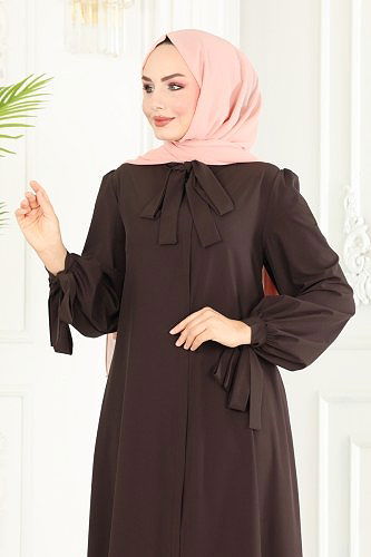 moda selvim Abaya ASM2662 Brown - Thumbnail