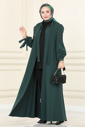 moda selvim Abaya ASM2662 Emerald - Thumbnail
