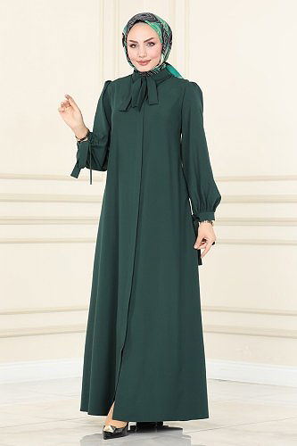 moda selvim Abaya ASM2662 Emerald - Thumbnail