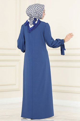 moda selvim Abaya ASM2662 Indigo - Thumbnail