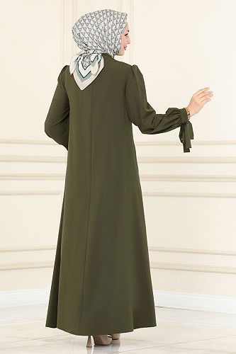 moda selvim Abaya ASM2662 Khaki - Thumbnail