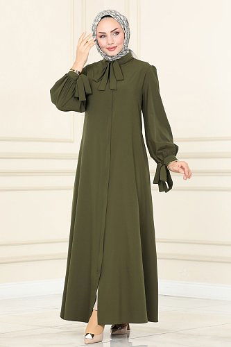 moda selvim Abaya ASM2662 Khaki - Thumbnail