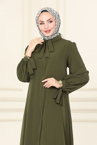 moda selvim Abaya ASM2662 Khaki - Thumbnail