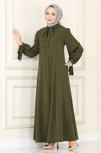 moda selvim Abaya ASM2662 Khaki - Thumbnail