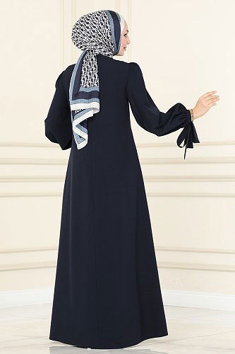 moda selvim Abaya ASM2662 Navy Blue - Thumbnail