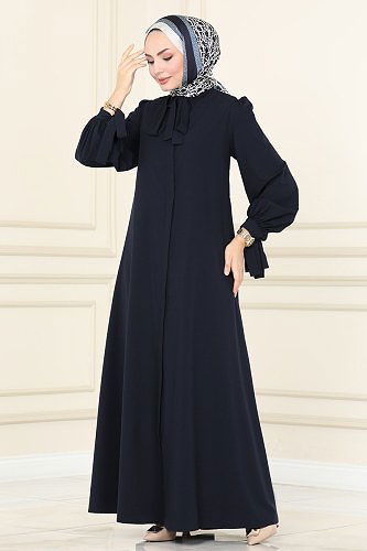 moda selvim Abaya ASM2662 Navy Blue - Thumbnail