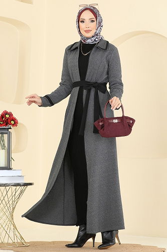 moda selvim Abaya ASM9167 Anthracite - Thumbnail