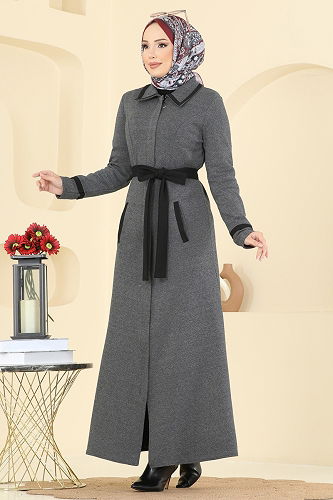 moda selvim Abaya ASM9167 Anthracite - Thumbnail