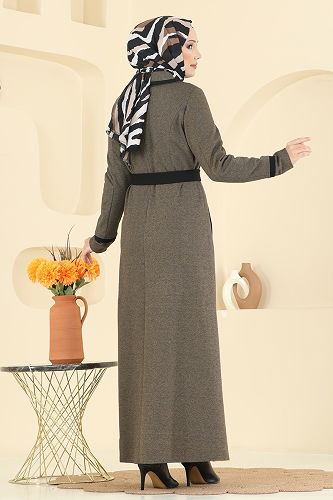 moda selvim Abaya ASM9167 Brown - Thumbnail