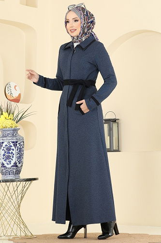 moda selvim Abaya ASM9167 Navy Blue - Thumbnail