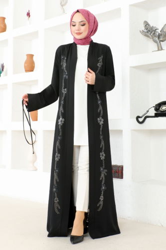 moda selvim Abaya HMY174 Black - Thumbnail