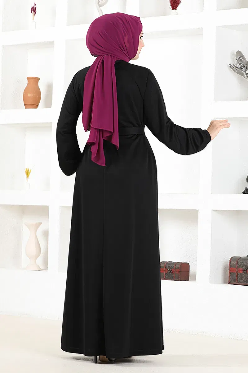 moda selvim ABAYA NYA2499-M Black Crocodile - Thumbnail