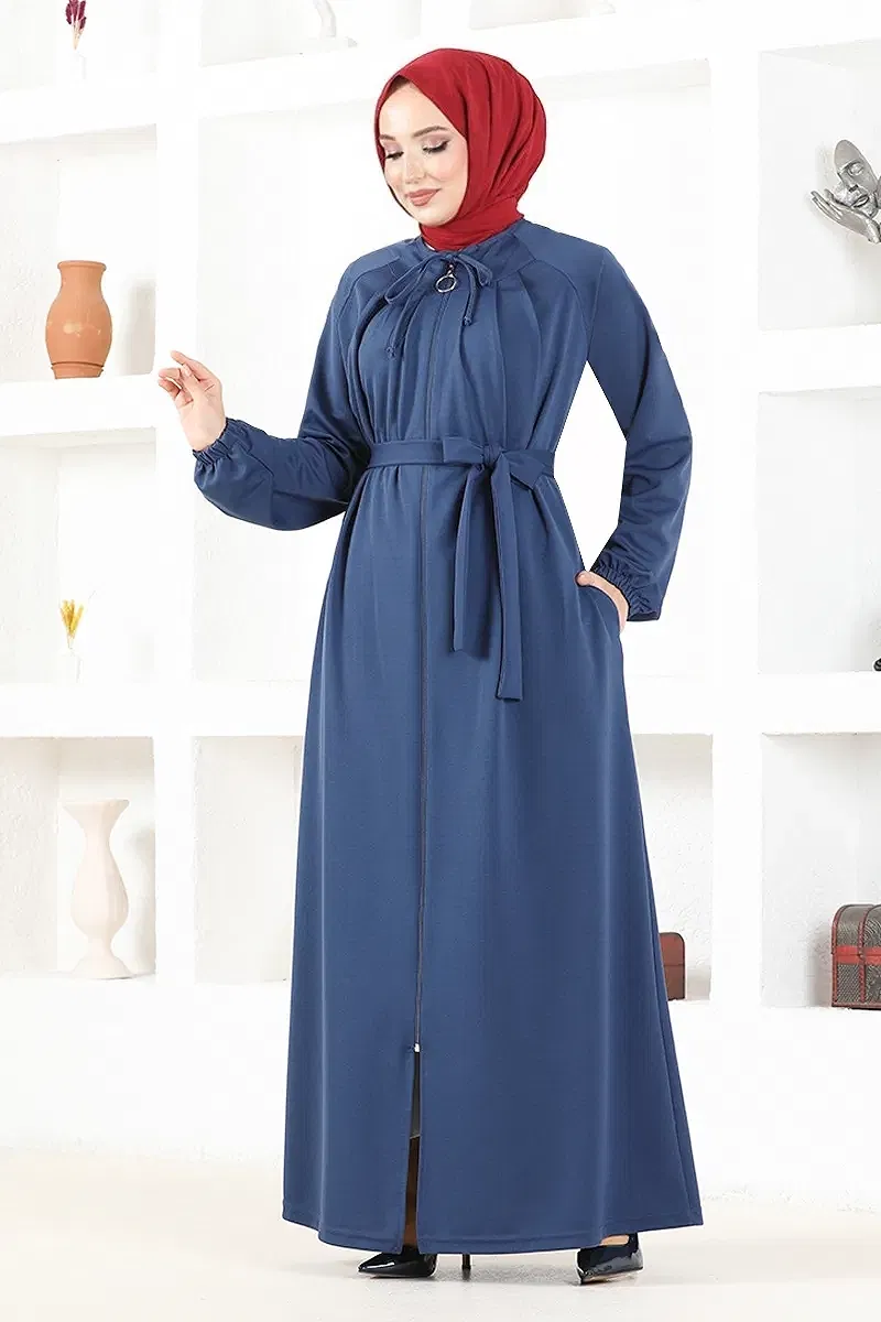 moda selvim ABAYA NYA2499-M Indigo - Thumbnail