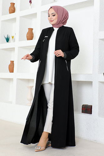 moda selvim ABAYA OZA1005-M Black Crocodile - Thumbnail