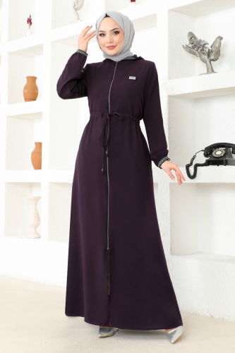 moda selvim Abaya OZA1006 Damson - Thumbnail