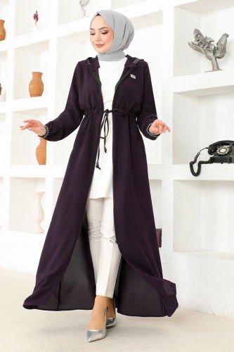 moda selvim Abaya OZA1006 Damson - Thumbnail