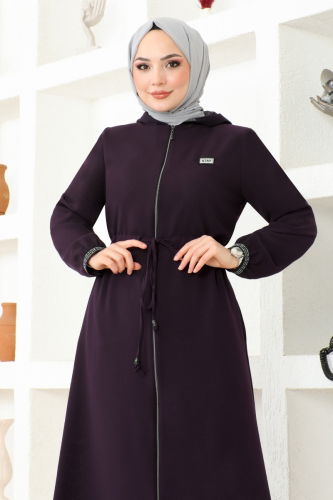 moda selvim Abaya OZA1006 Damson - Thumbnail