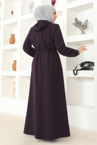 moda selvim Abaya OZA1006 Damson - Thumbnail