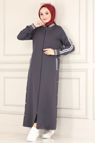 moda selvim Abaya PL8031 Anthracite - Thumbnail