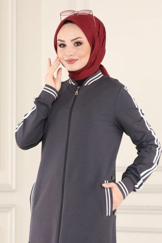 moda selvim Abaya PL8031 Anthracite - Thumbnail